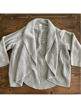 Pure Jill Cardigan Sweater Womens XLP Gray Open Front Cotton Knit